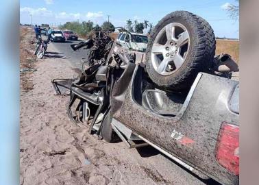 Vuelca pick up en el Valle del Yaqui