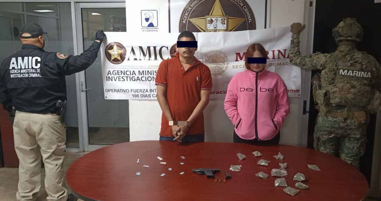 Aseguran droga, armas y detienen a dos personas en Ciudad Obregón