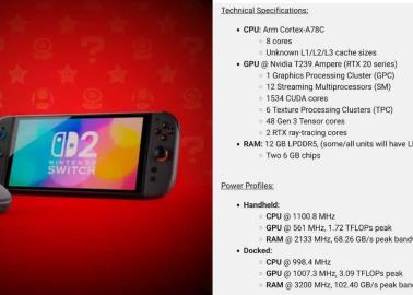 Filtran las especificaciones técnicas de Nintendo Switch 2: Esta será la potencia de la consola