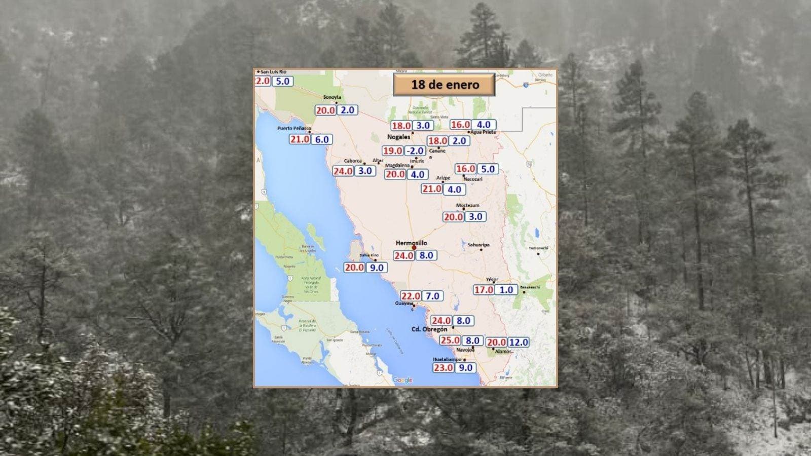 Clima en Sonora hoy 18 de enero: Ambiente muy frío en el estado