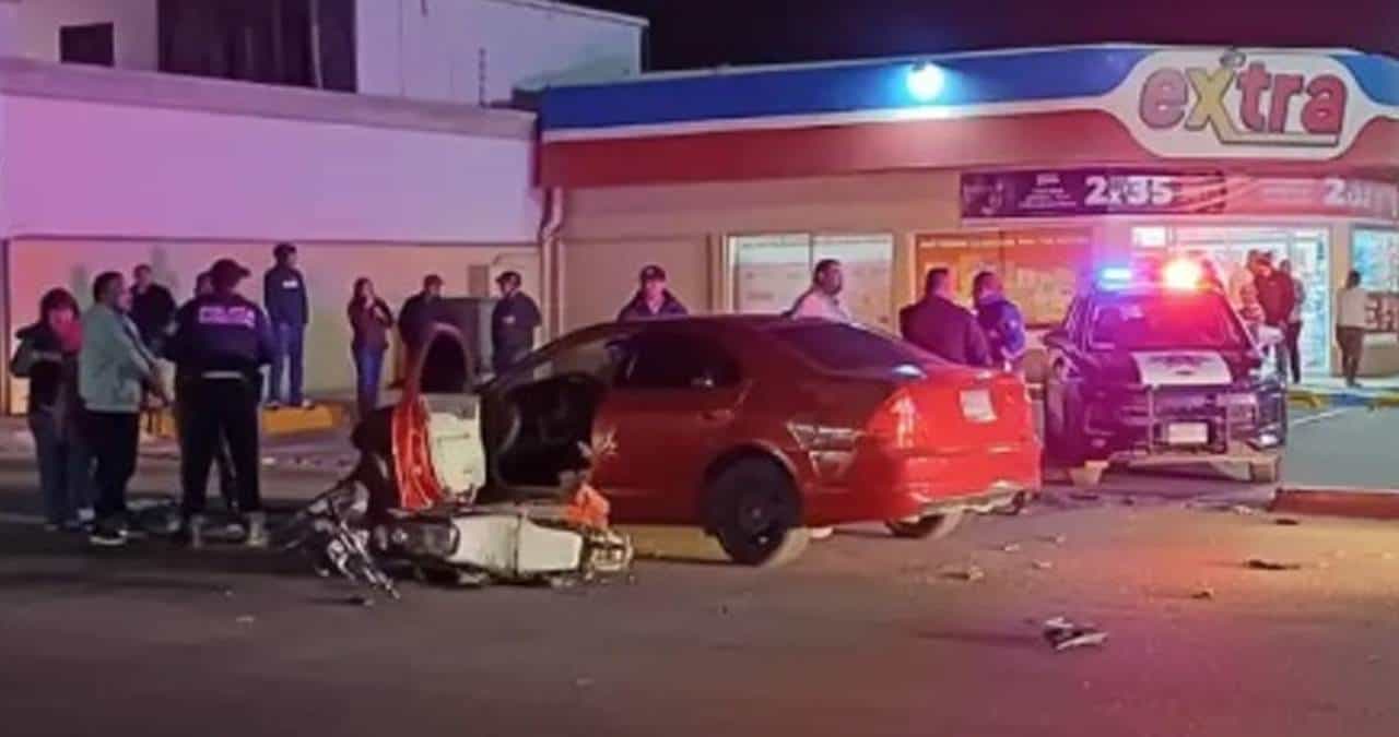 Motociclista choca contra automóvil en Ciudad Obregón