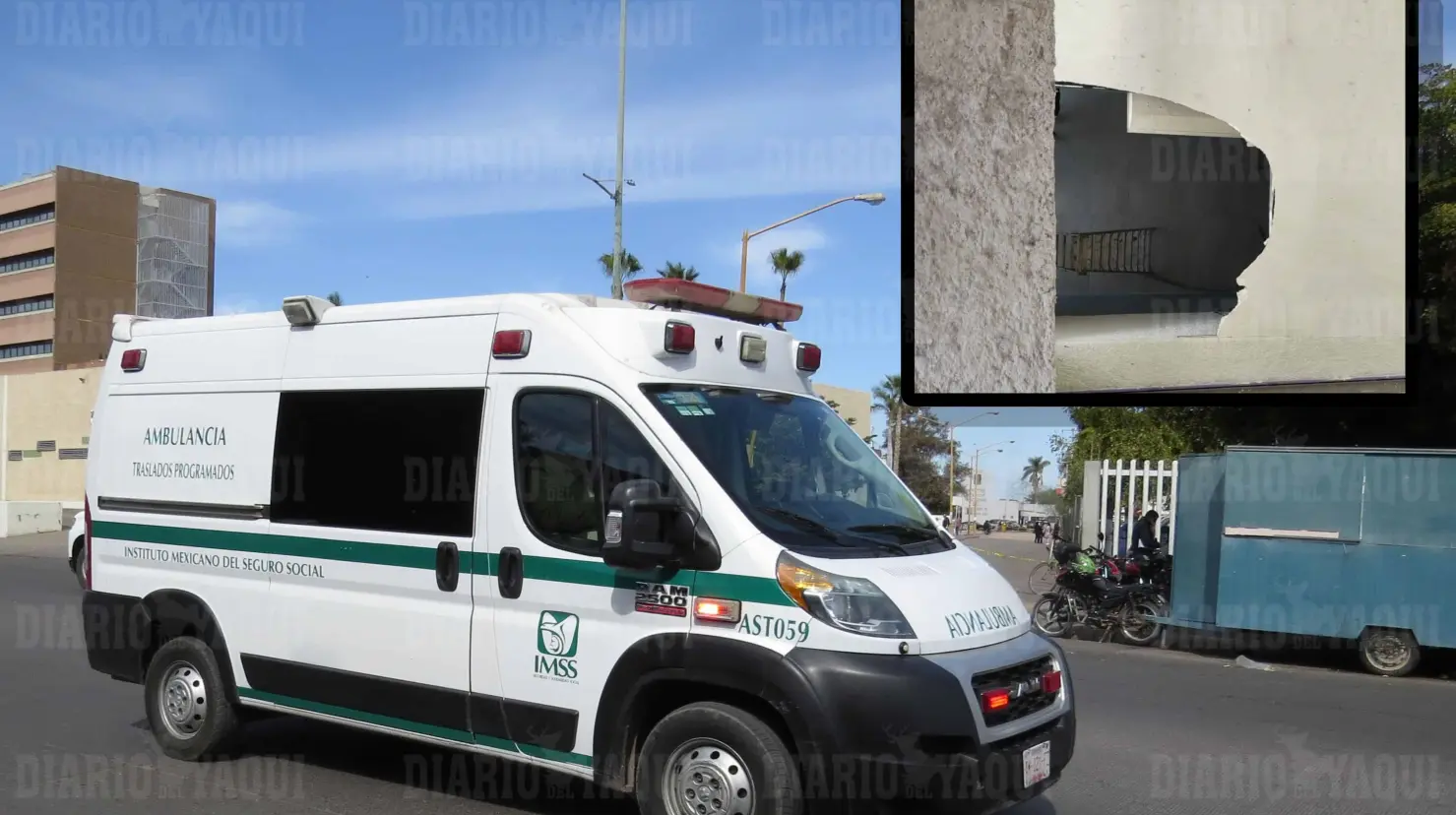 Cae trabajador del IMSS desde segundo piso