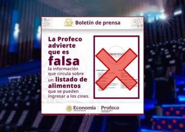 Profeco desmiente lista de alimentos que se permiten ingresar a los cines en México