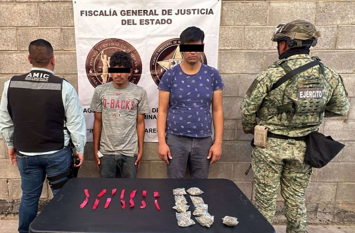 Dos detenidos y droga asegurada durante cateos en Ciudad Obregón y Hermosillo