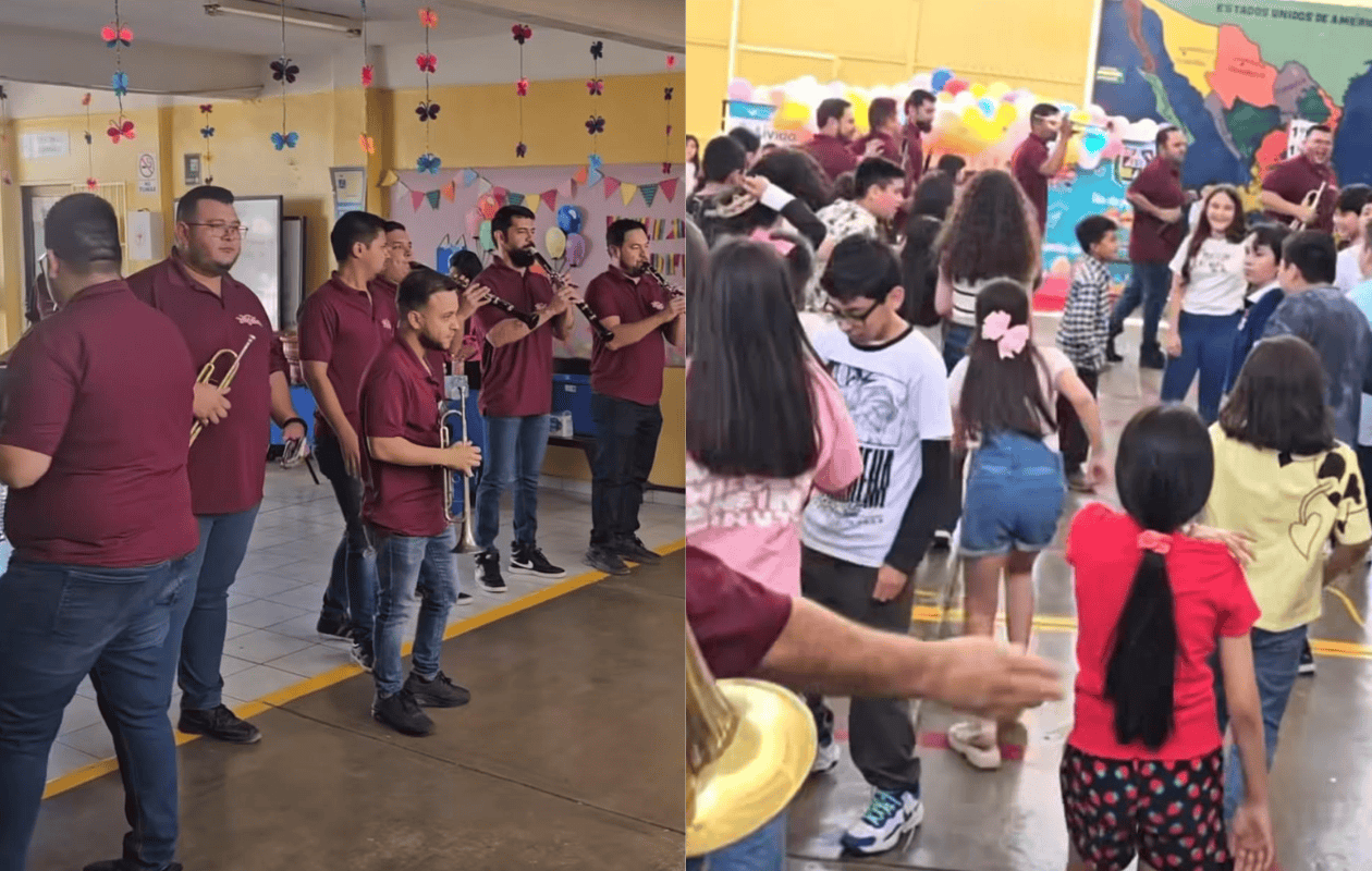 VIDEO | Banda Triguera sorprende a niños en escuela de Ciudad Obregón por el Día del Niño