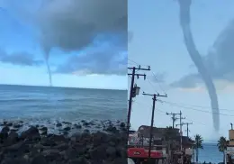 Sorprende formación de tromba marina en Puerto Peñasco | VIDEOS
