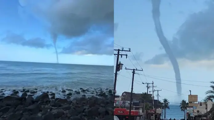 Sorprende formación de tromba marina en Puerto Peñasco | VIDEOS