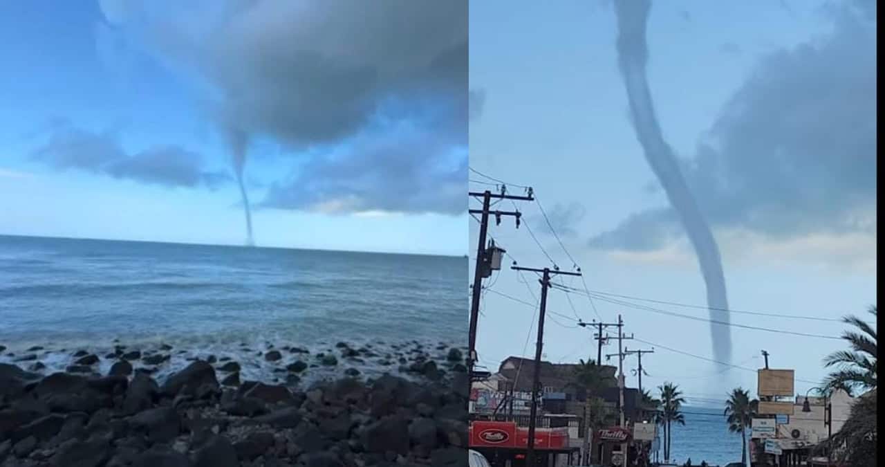 Sorprende formación de tromba marina en Puerto Peñasco | VIDEOS