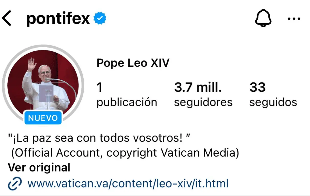 León XIV se convierte en el primer Papa en tener una cuenta oficial en esta red social usada mayoritariamente por jóvenes.
