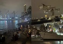 Así fue el momento del accidente en el puente de Brooklyn