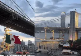 VIDEO| Buque de la Armada de México choca con el puente Brooklyn de Nueva York