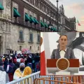 CNTE bloquea acceso a periodistas a Palacio Nacional y trata de impedir la Mañanera del Pueblo