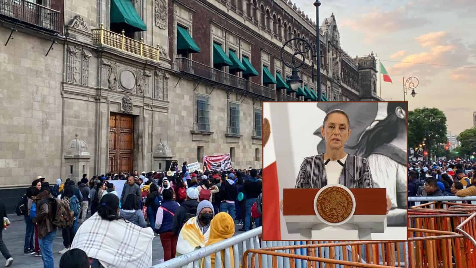 CNTE bloquea acceso a periodistas a Palacio Nacional y trata de impedir la Mañanera del Pueblo