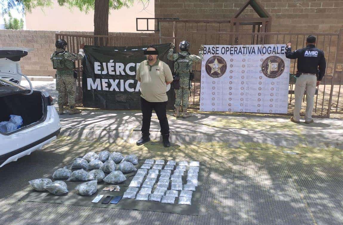 Capturan en Nogales a sujeto con auto robado y droga