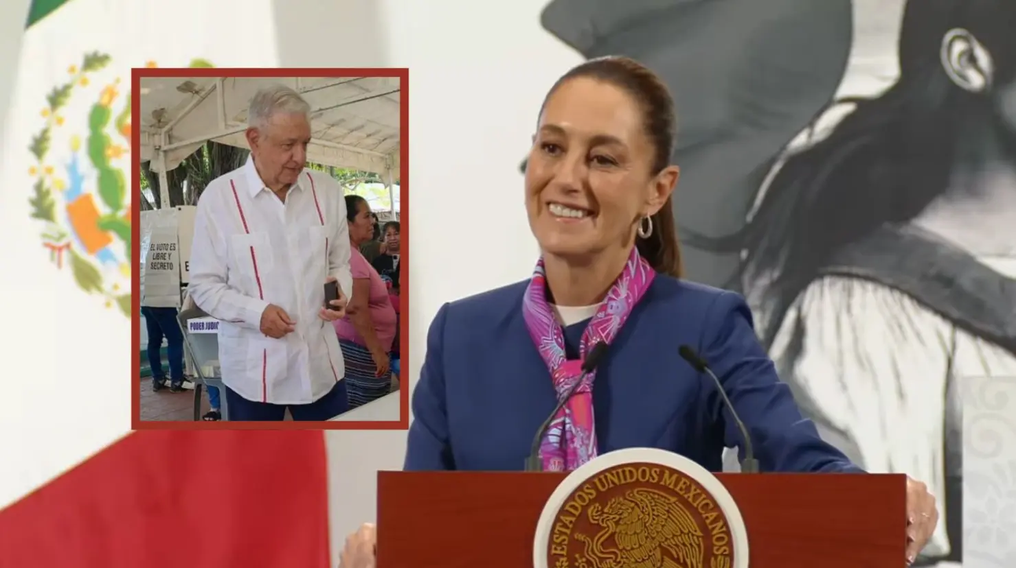 "Nos dio mucho gusto verlo": Sheinbaum reacciona a la aparición de AMLO en elección del Poder Judicial
