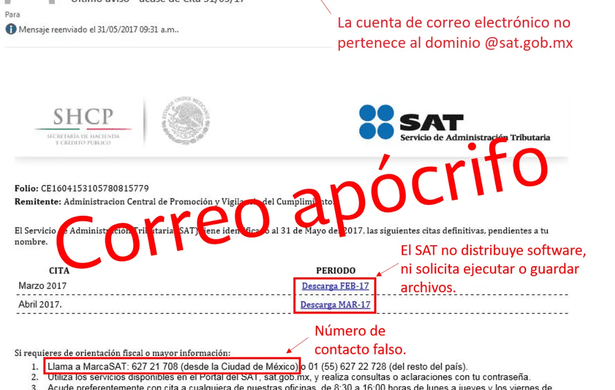 Muchos usuarios han reportado que recibieron estos correos de parte del SAT.