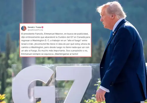 Trump niega que su retiro del G7 haya sido por un posible "alto el fuego" entre Israel e Irán