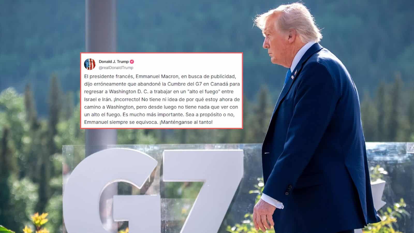 Trump niega que su retiro del G7 haya sido por un posible alto el fuego entre Israel e Irán