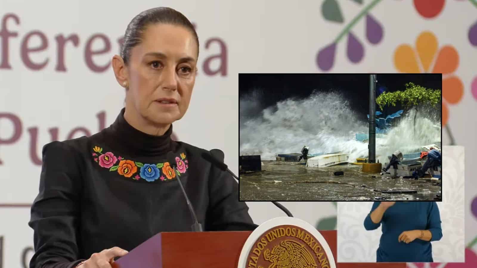 Sheinbaum visitará zona afectada por el huracán Erick en Oaxaca; reporta un menor fallecido