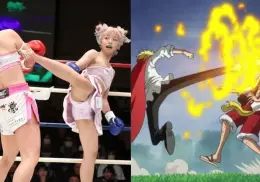 Una luchadora japonesa pelea solo como uno de sus personajes favoritos de One Piece
