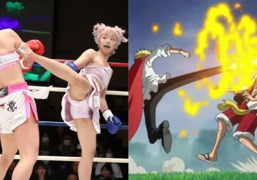 Una luchadora japonesa pelea solo como uno de sus personajes favoritos de One Piece