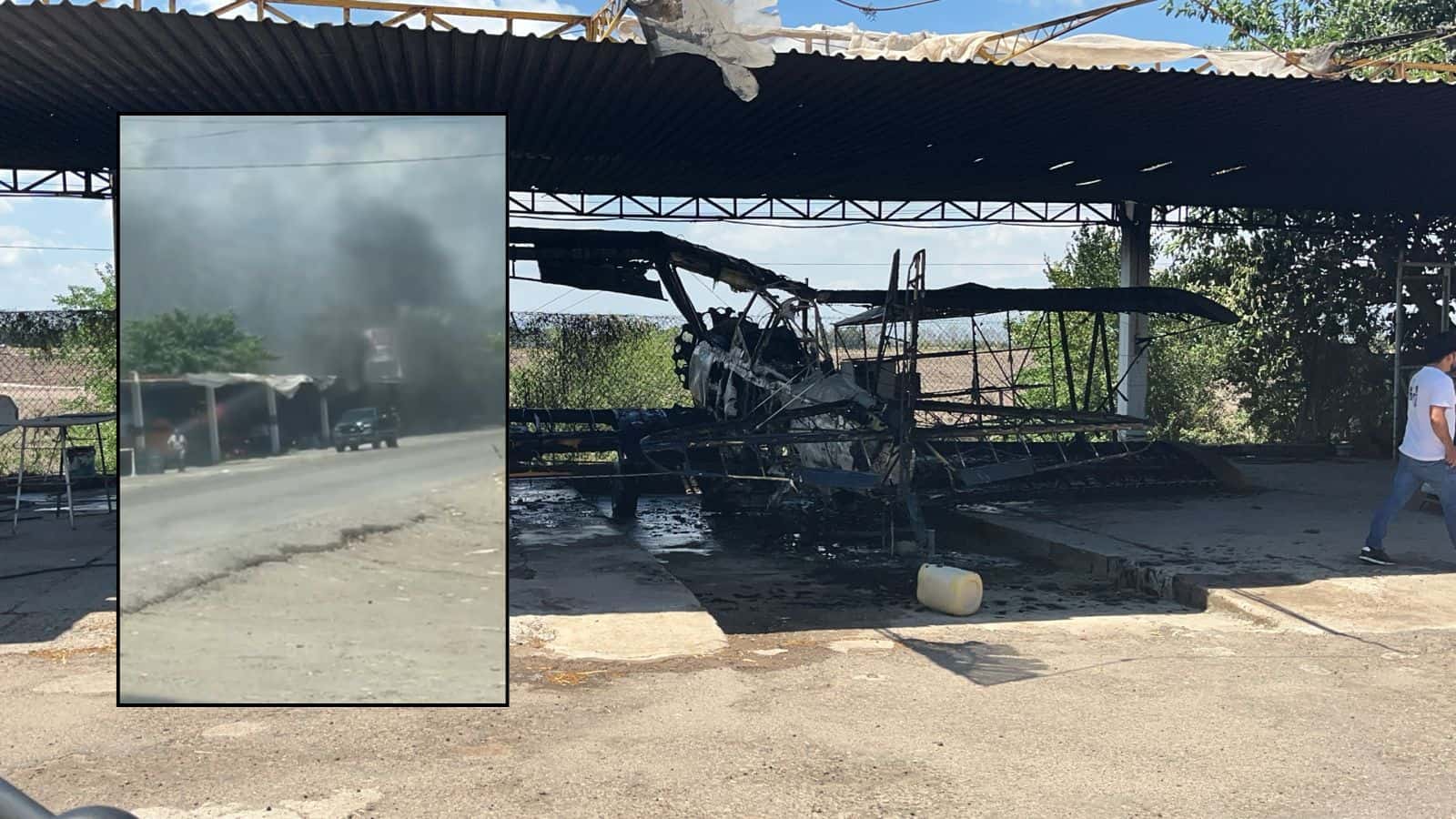 Incendian avioneta en base aérea de Villa Juárez, Sinaloa; sujetos armados habrían provocado el fuego