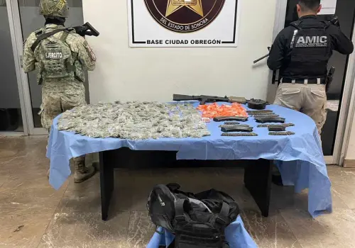 Decomisan armamento y droga en El Rodeo, al sur de Ciudad Obregón