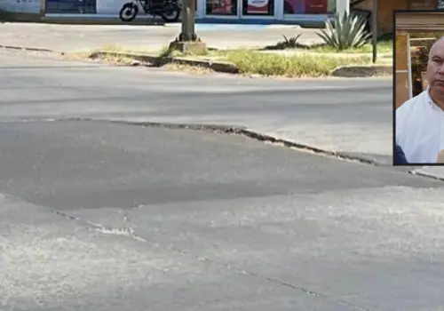 Se levantan losas de concreto en crucero vial de Cajeme; Desarrollo Urbano atiende casos