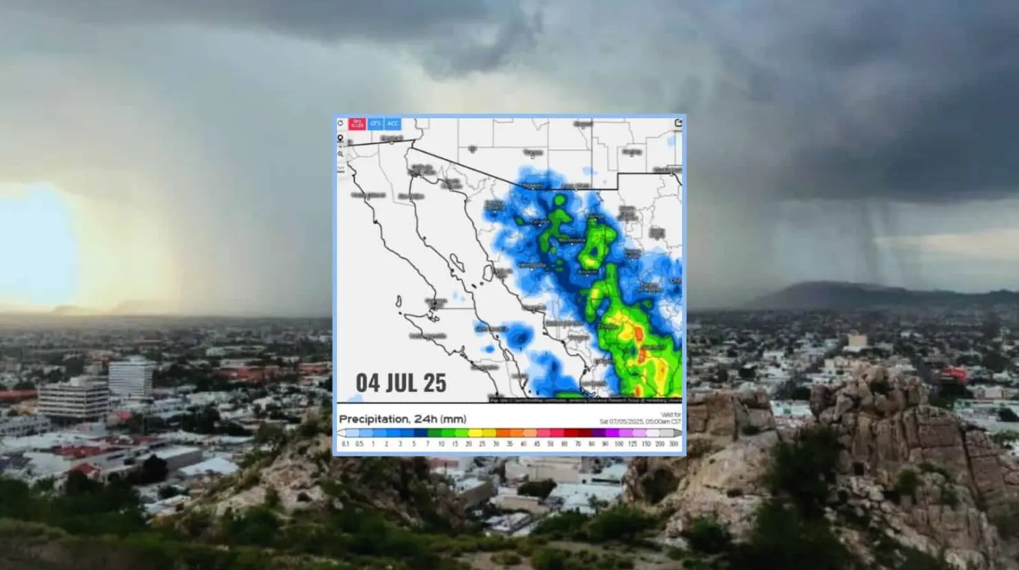 Clima en Hermosillo hoy 4 de julio; calor por debajo de los 40°C y posible lluvia este viernes