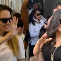 Angelina Jolie y Salma Hayek  abordan helicoptero oficial de Veracruz