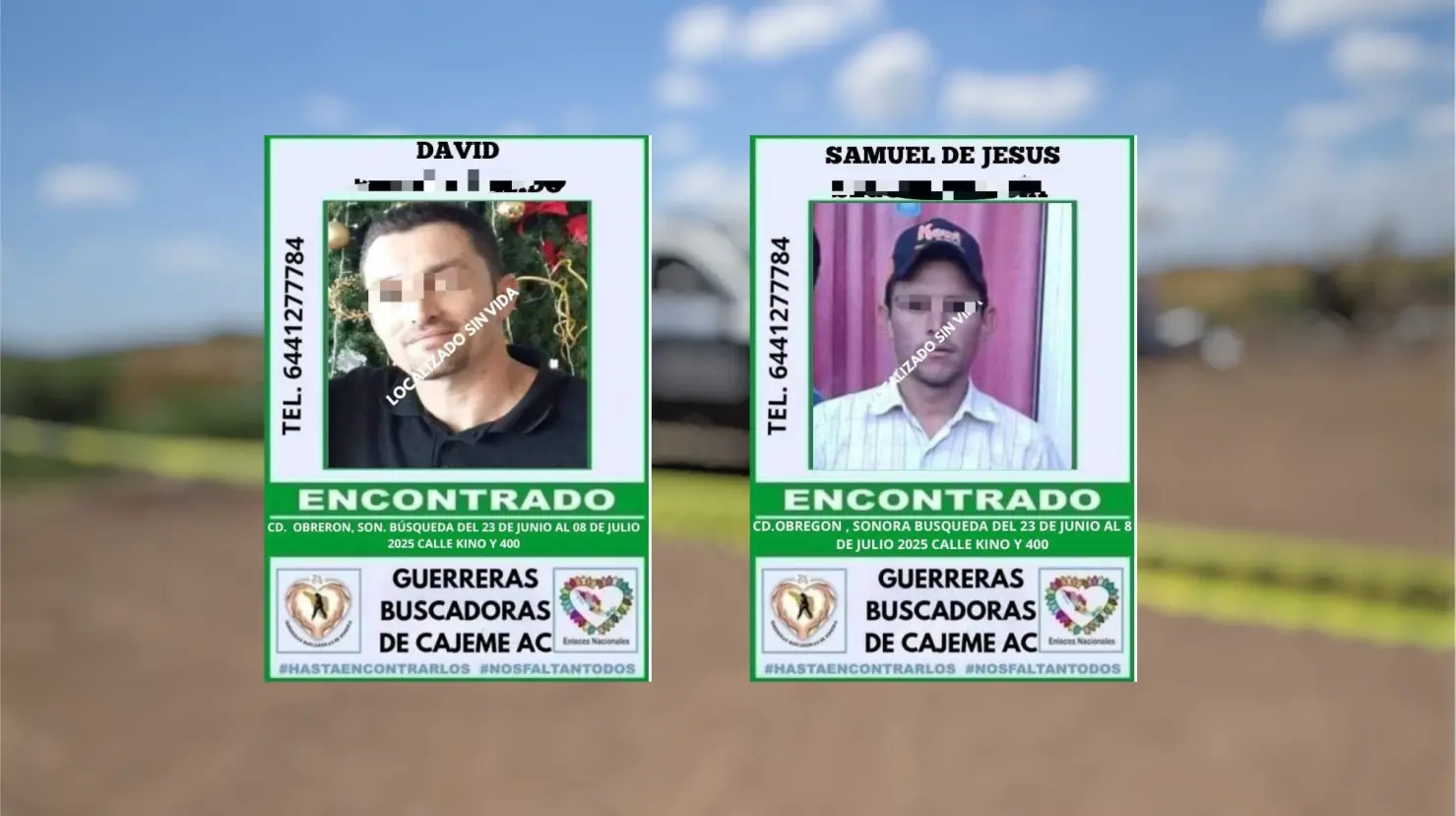 Identifican otros dos cuerpos hallados en el Valle del Yaqui