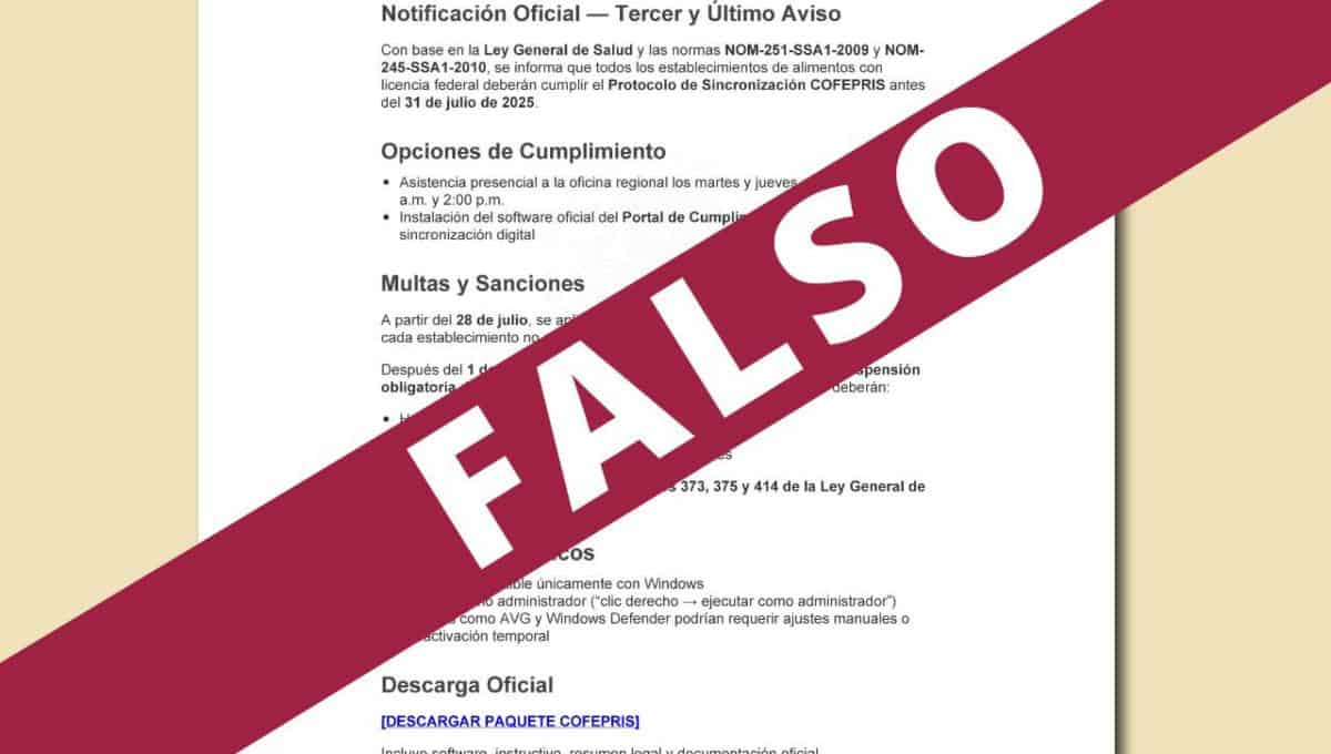 Cofepris lanza alerta para restaurantes por falso protocolo sanitario