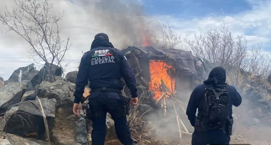 Destruye Policía Estatal campamentos clandestinos en zona fronteriza