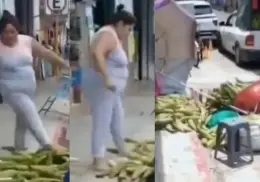 Mujer tira puesto de vendedor en Veracruz y la llaman Lady Elotes | VIDEO
