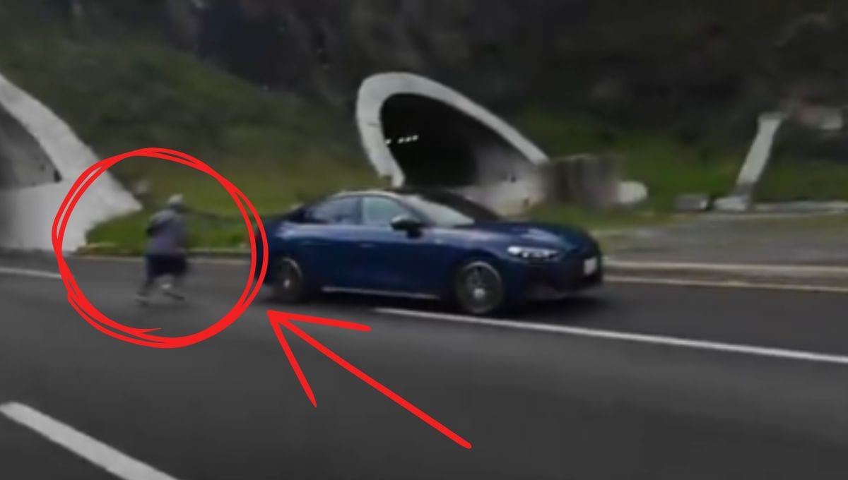 Influencer casi atropella a sujeto en la autopista México-Toluca y lo graba en video