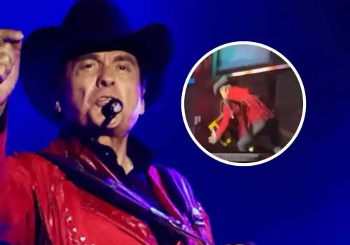 Así fue el momento exacto en que cae vocalista de Los Tigres del Norte en concierto en SLP | VIDEO