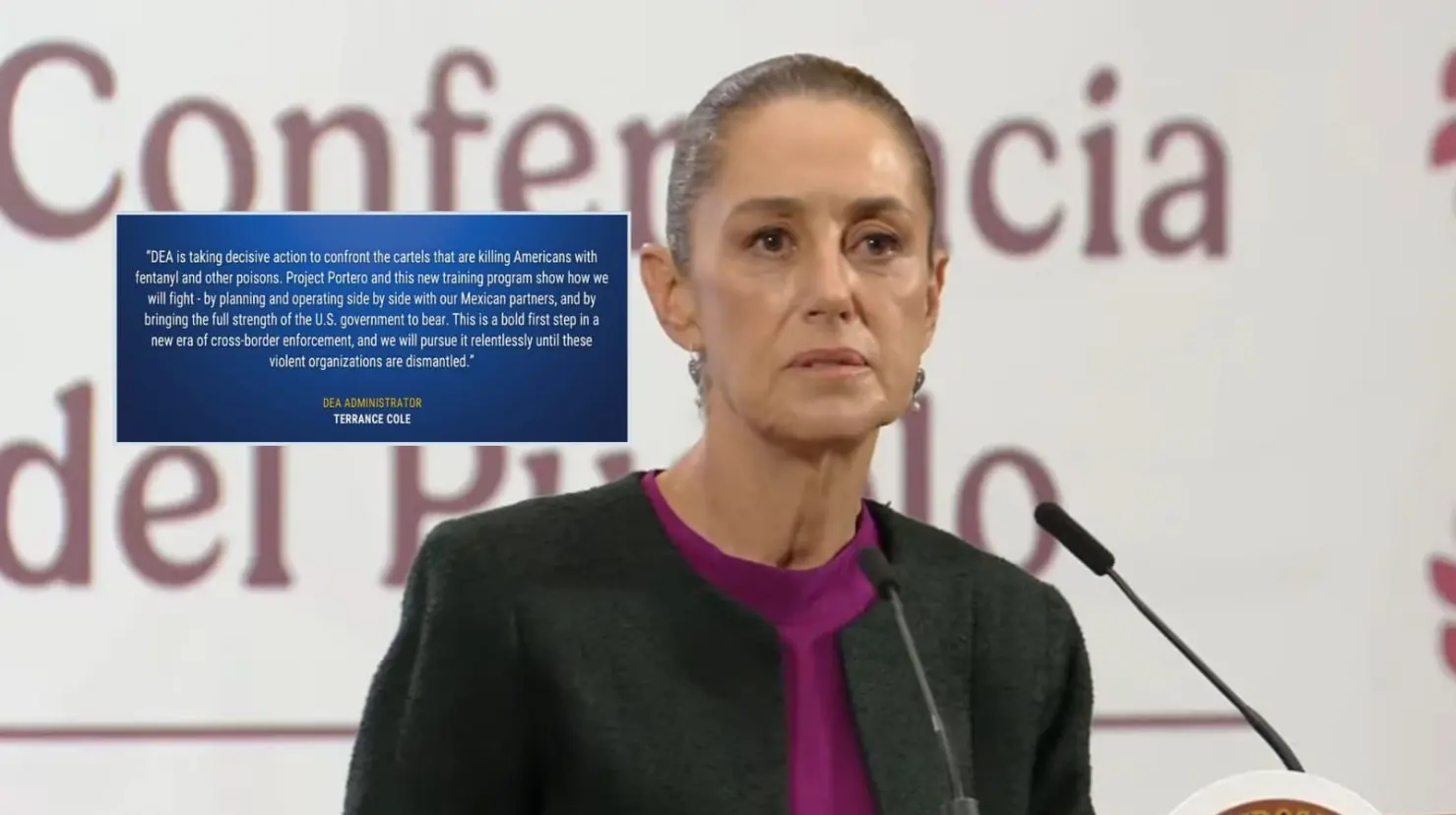 "La DEA emite el comunicado, no sabemos con base en qué. Nosotros no hemos llegado a ningún acuerdo, ninguna de las instituciones de seguridad", reafirmó Sheinbaum.