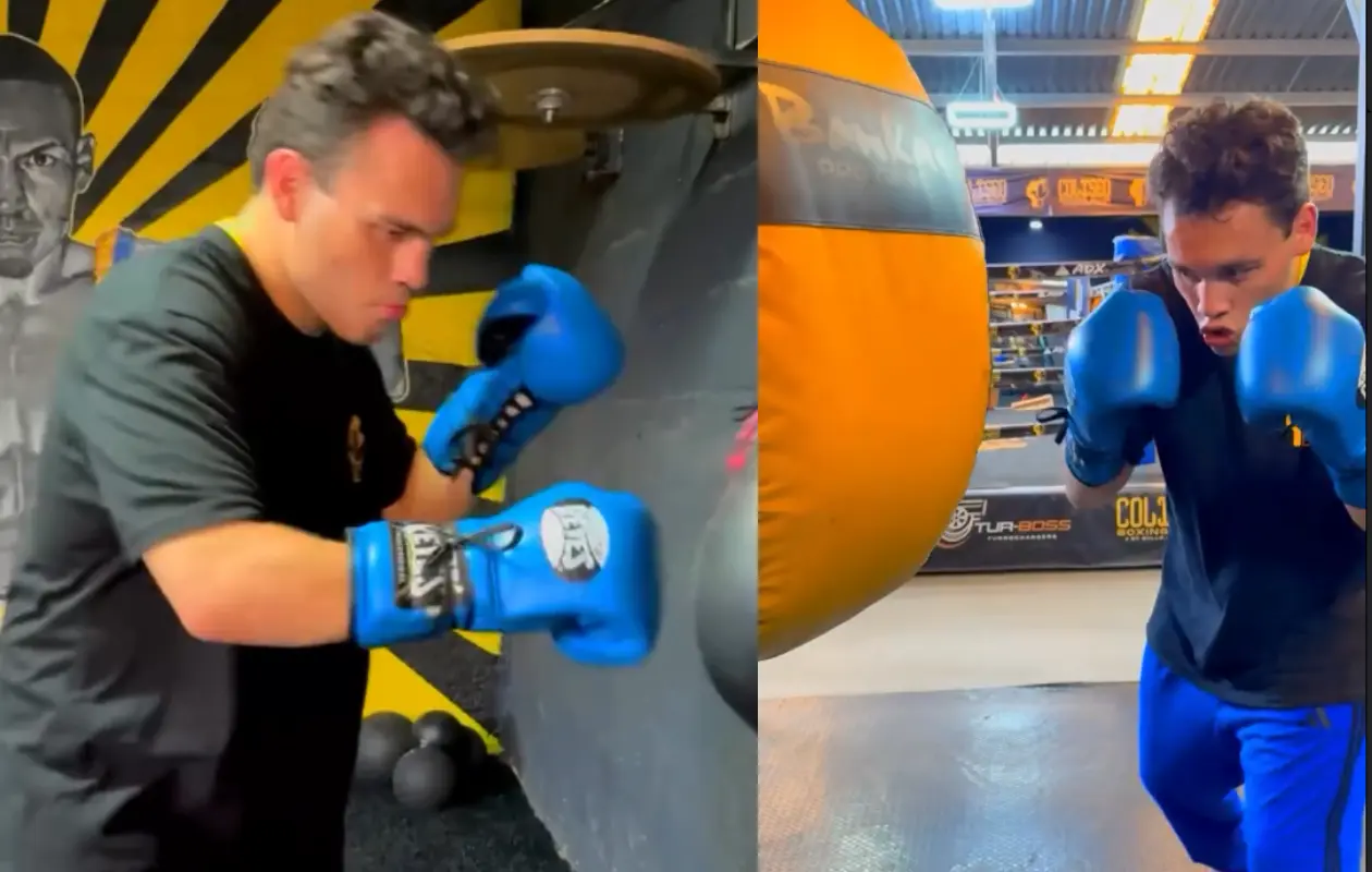 El boxeador se observa con buena actitud en el entrenamiento.