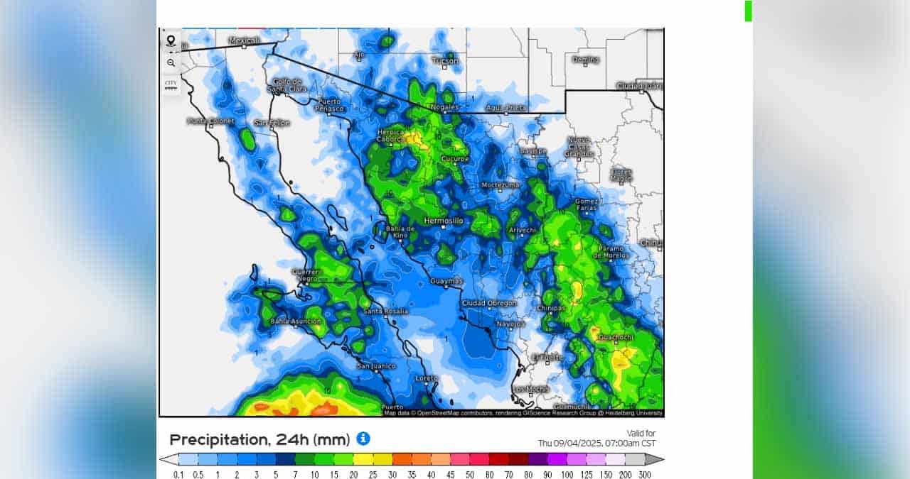 Clima en Sonora hoy 3 de septiembre: Se espera un día nublado con fuertes lluvias