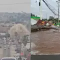 VIDEO | Impresionante fuga de agua provoca mega socavón e inundaciones en Tijuana