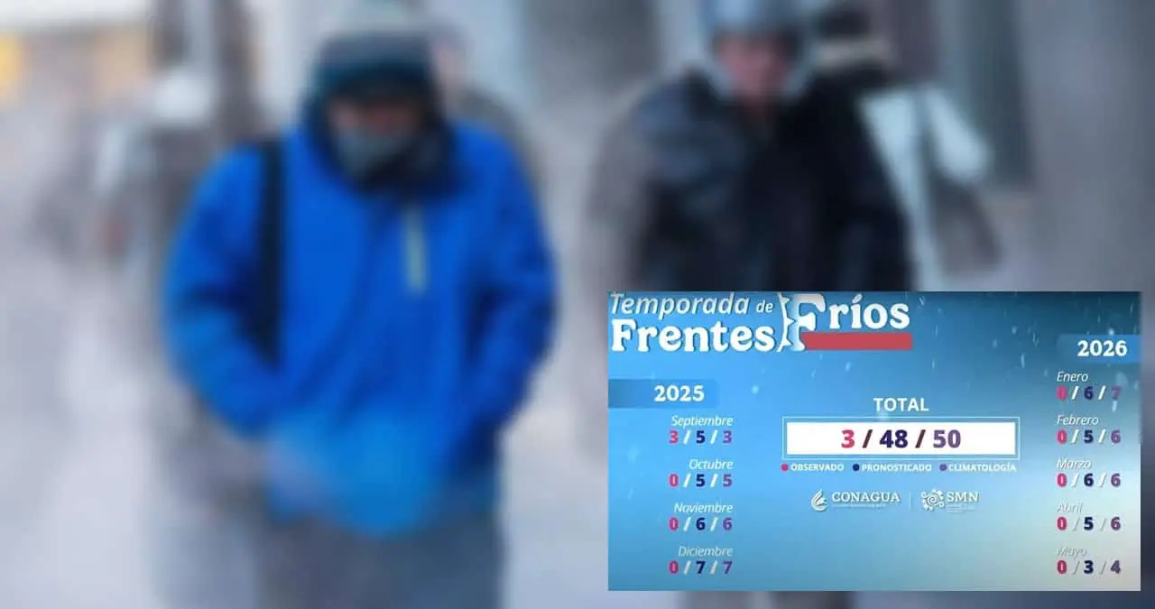 El número de sistemas frontales pronosticado es ligeramente menor al promedio histórico de 50 (registrado entre 1991 y 2020).