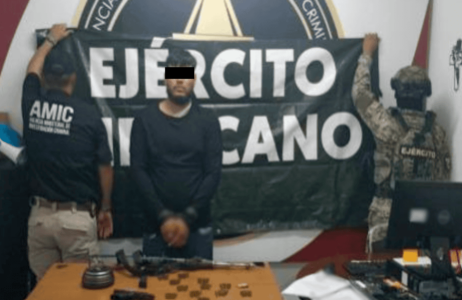 En Navojoa, detienen a sujeto armado con pistola y cuerno de chivo