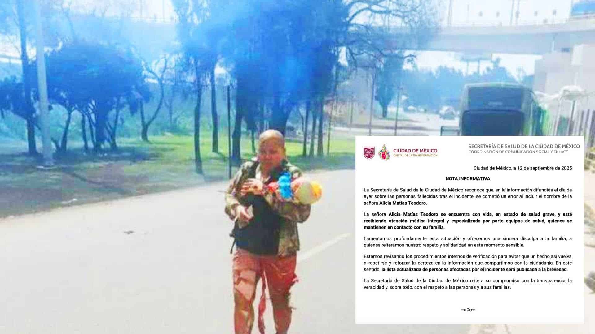 Secretaría de Salud de CDMX aclara que abuela heroína sigue con vida tras explosión en Iztapalapa