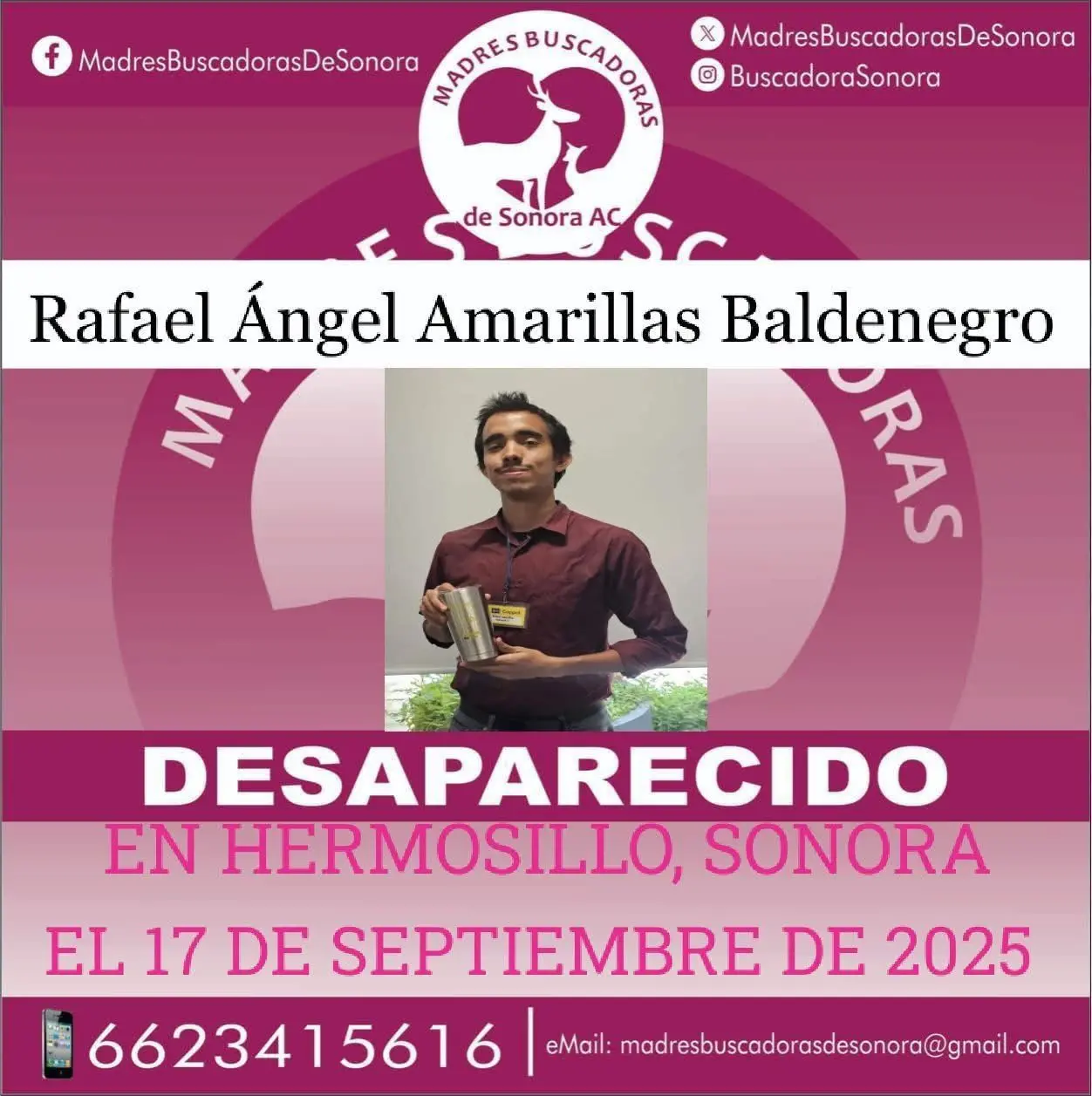 Joven originario de Etchojoa desaparece en Hermosillo; familiares piden apoyo para localizarlo