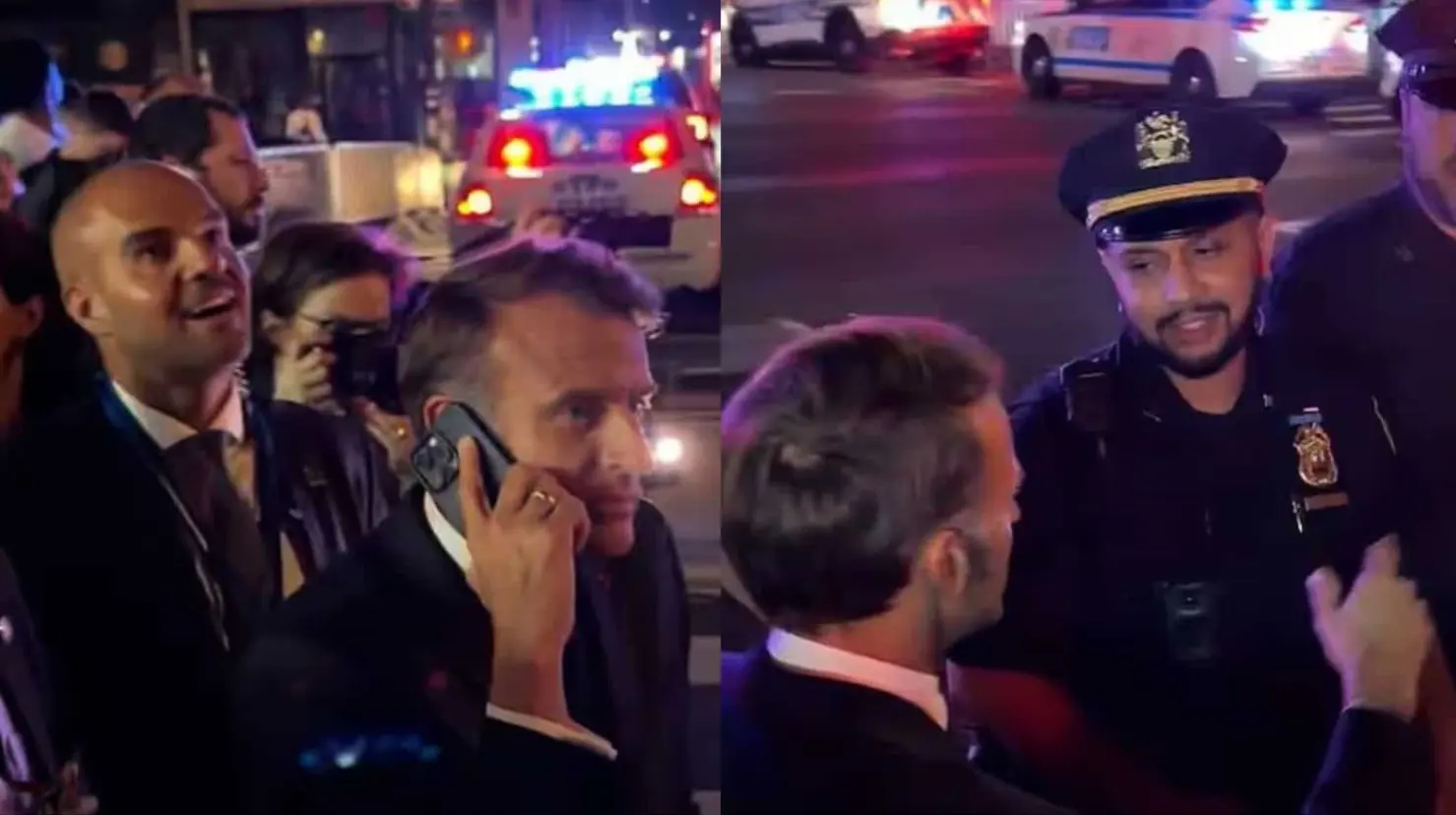 VIDEO | El momento en que el presidente Macron fue detenido en Nueva York y llamó a Trump para ayudarlo