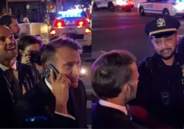 VIDEO | El momento en que el presidente Macron fue detenido en Nueva York y llamó a Trump para ayudarlo