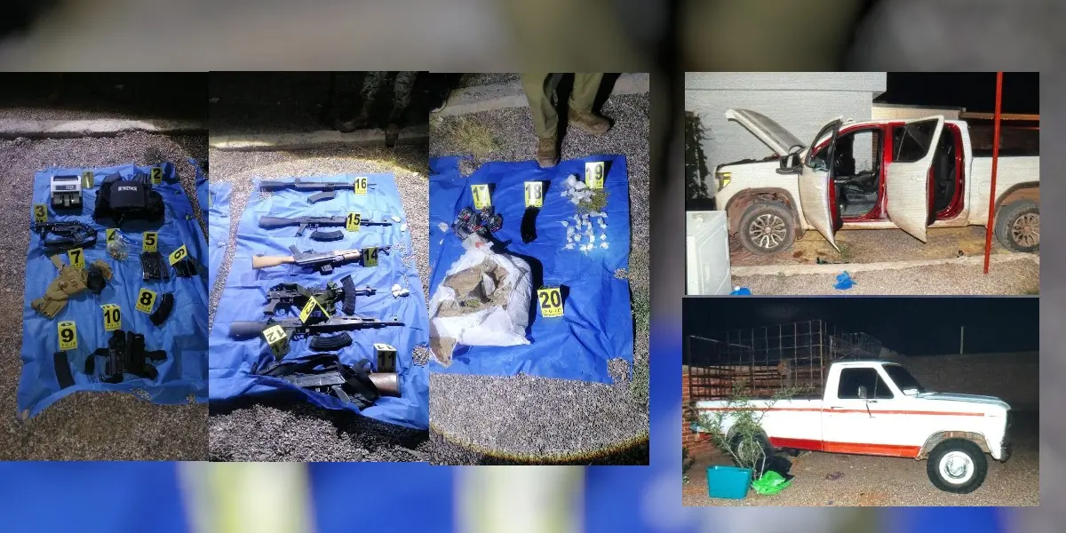 Decomisan armamento, droga y vehículos durante cateo en Altar