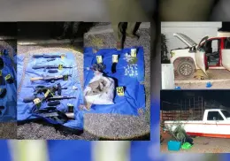 Decomisan armamento, droga y vehículos durante cateo en Altar