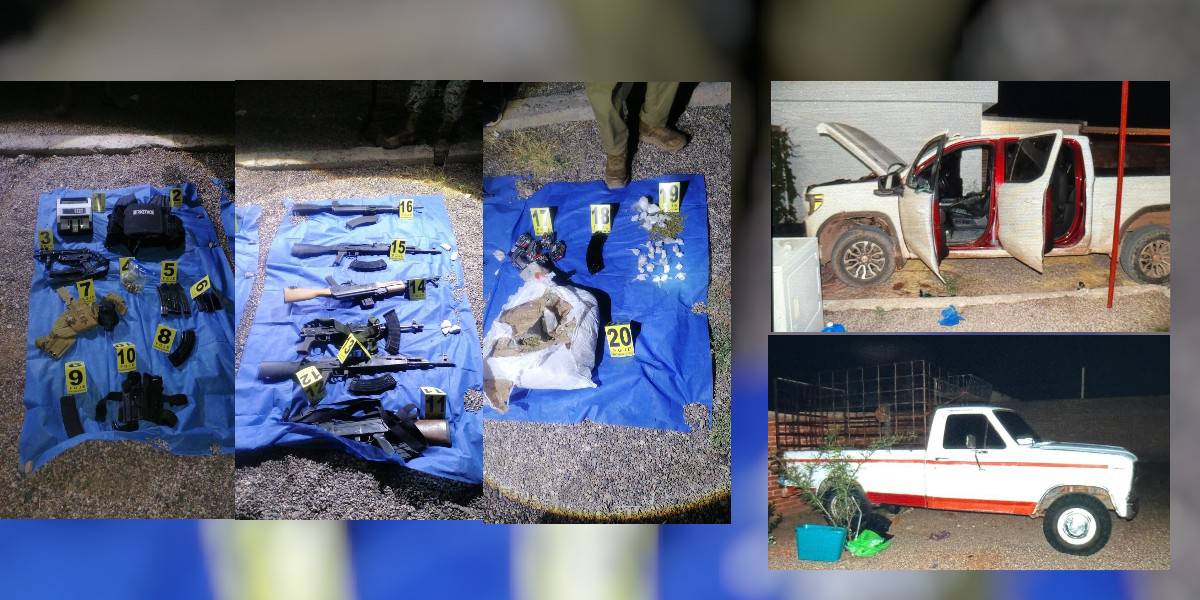 Decomisan armamento, droga y vehículos durante cateo en Altar