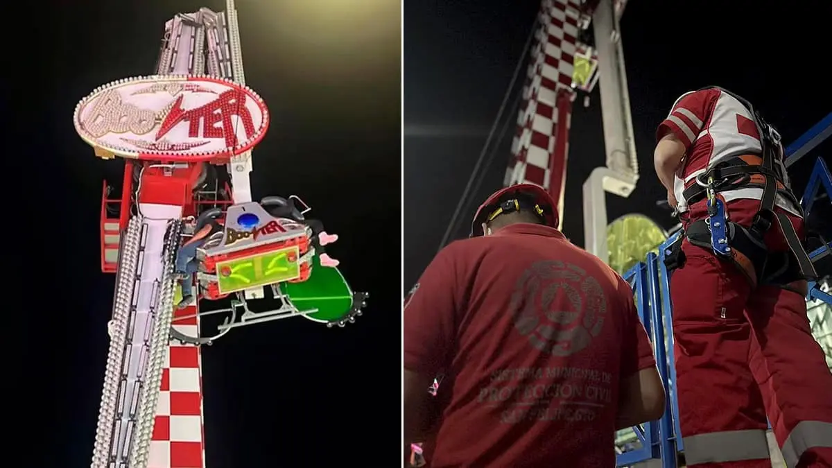 VIDEO | Momento exacto cuando un juego mecánico se quiebra en una feria en Guanajuato